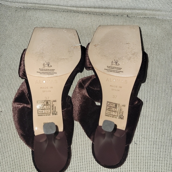Alohas Twist Strap velvet sandals heels  Mule brown 37 6.5 - Picture 7 of 9